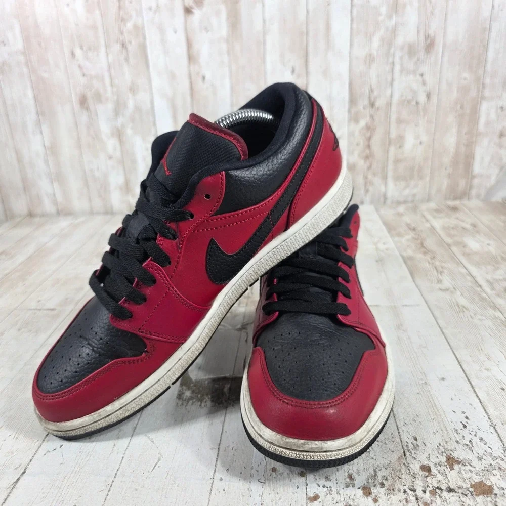 Nike Air Jordan 1 Low Bred Toe Gym Red Black White 553558-605 Mens Size 9